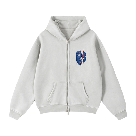 Zip-Through Boxy Fleece Hoodie