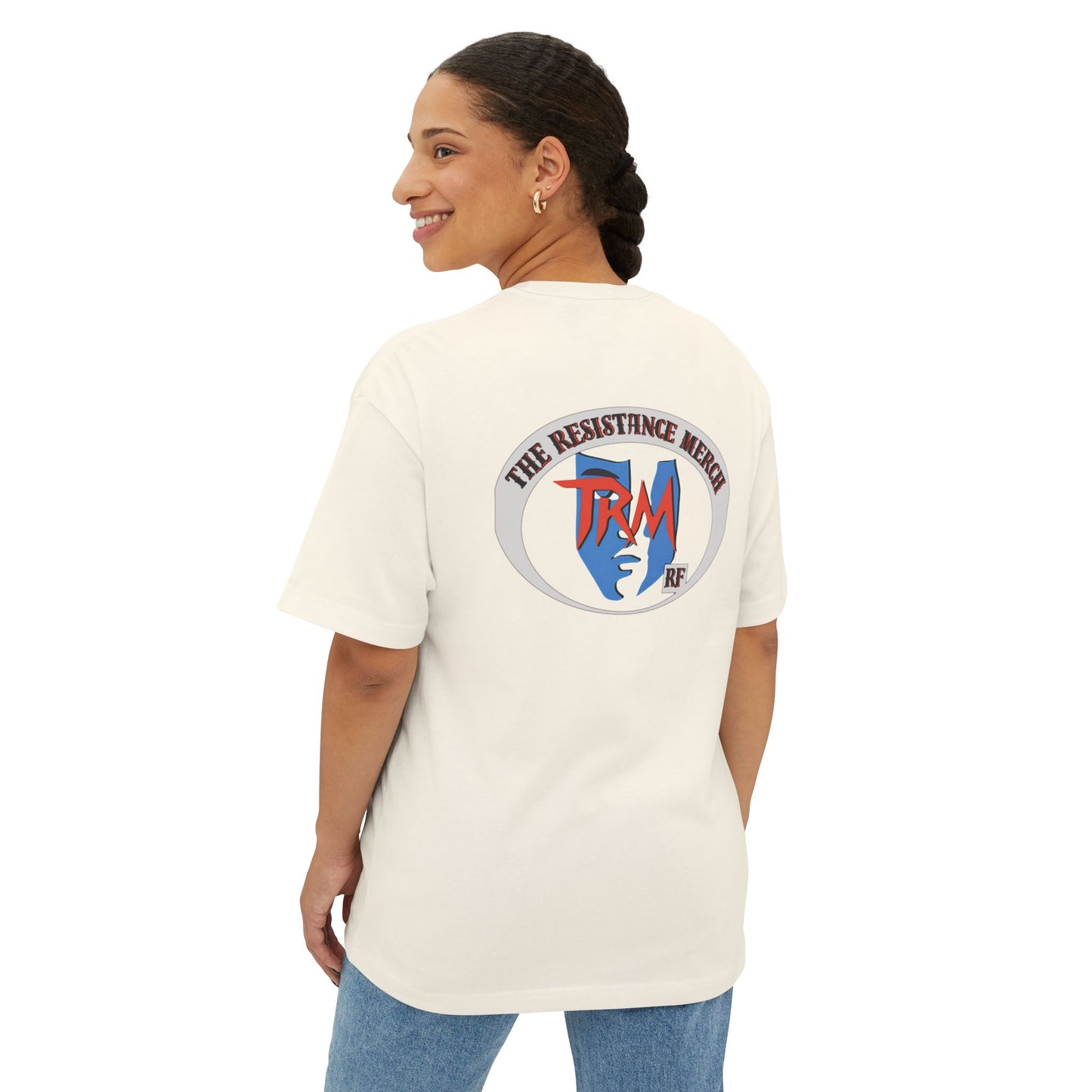 Unisex Oversized Boxy Tee  Streetwear The Resistance Full Patch