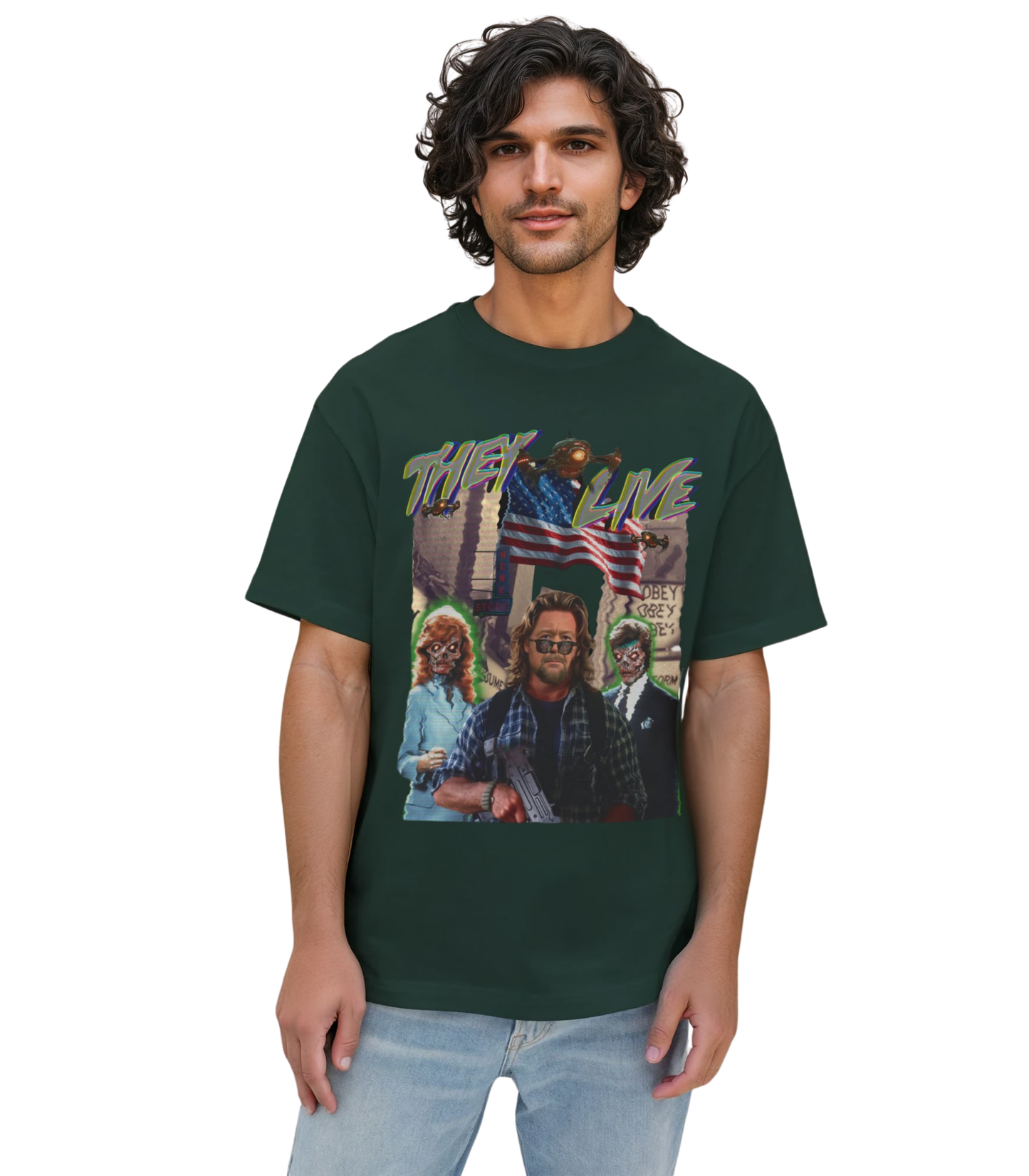 Graphic T-shirt, They Live, Alex Jones, Broadcast Rebellion - 100% Cotton - Limited Edition